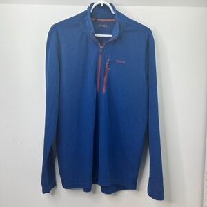 Orvis Men's Blue Waffle Fleece Full Zip Jacket Size L Polyester